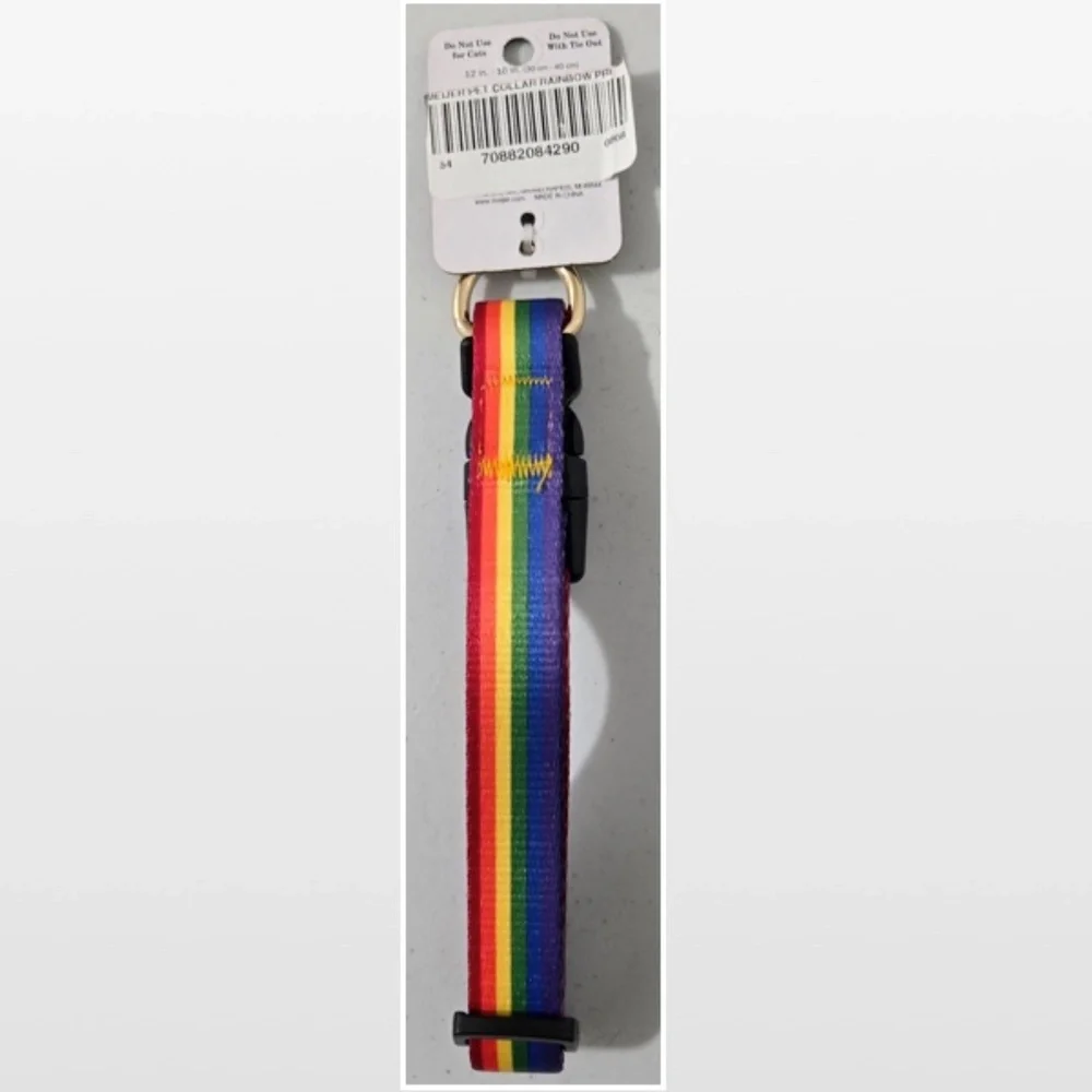 New Pet Dog Collar Adjustable Pet Animal Rainbow Pride NWT